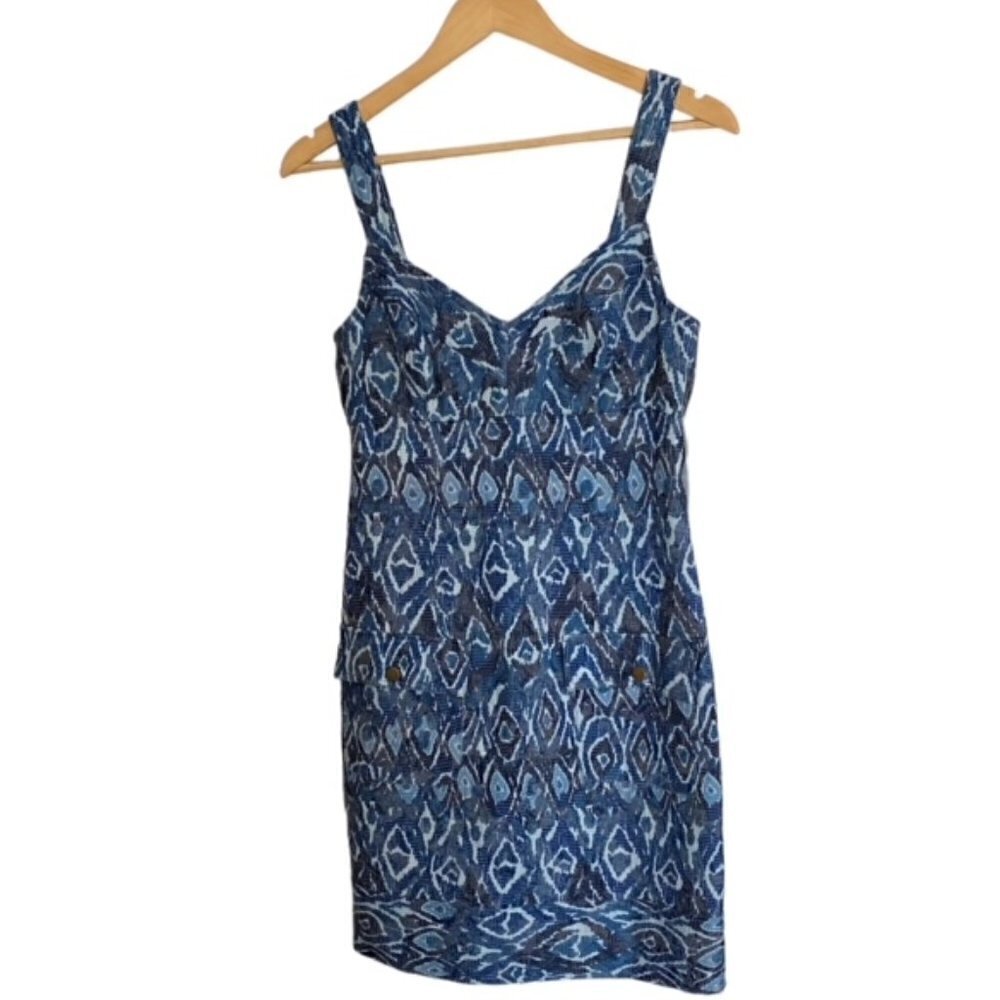 NWT Maggy L Blue Jacquard Multi Dress 6